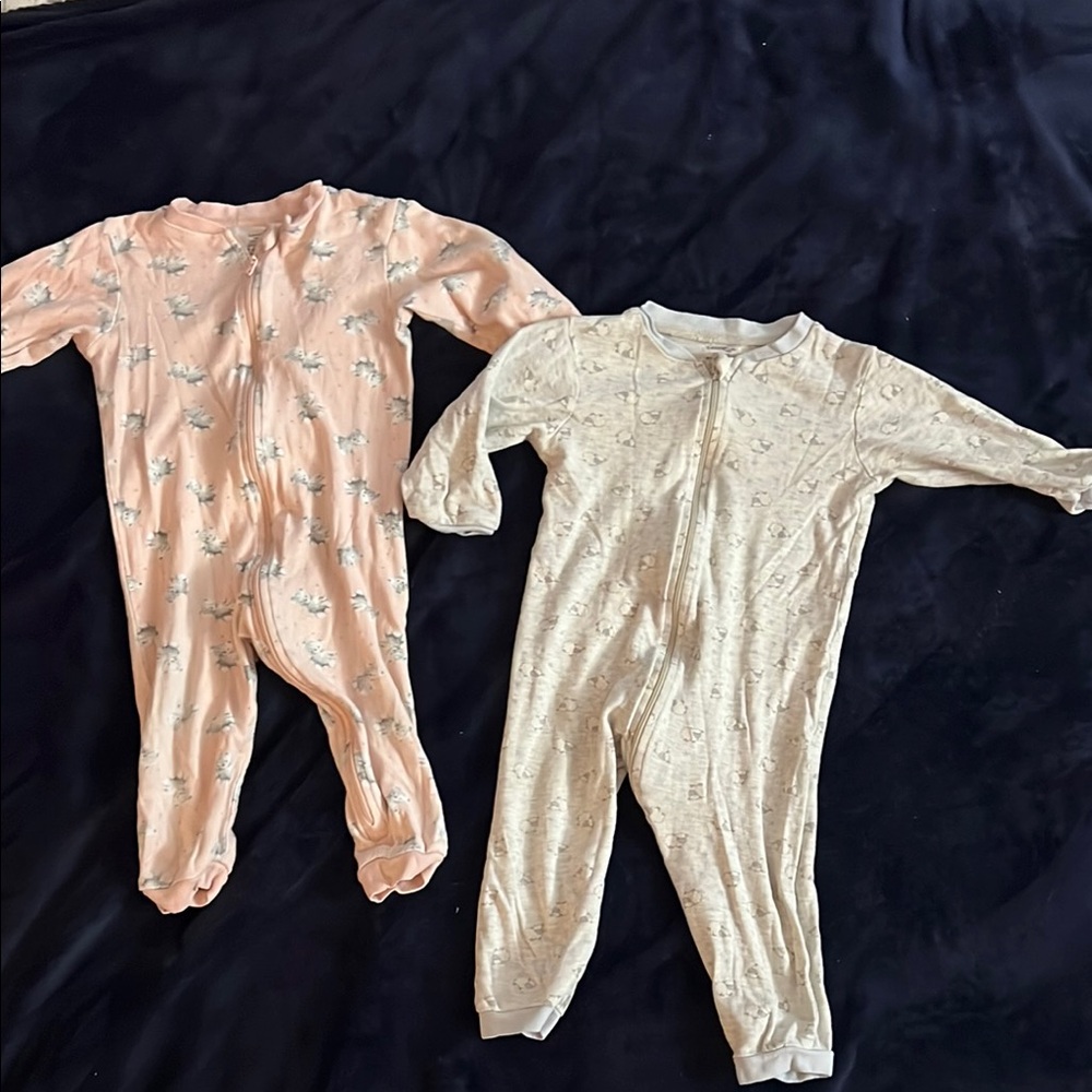 Kids One Piece Pajamas - Pink and Cream Lot 518